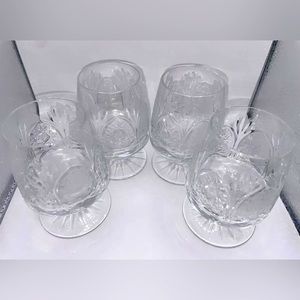 ⭐️4 American Brilliant Abp Cut Glass/crystal Goblets Integrated Design 1890-1920